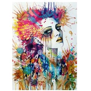 Watercolor Woman DIY 5D Full Round Drill Diamond Painting